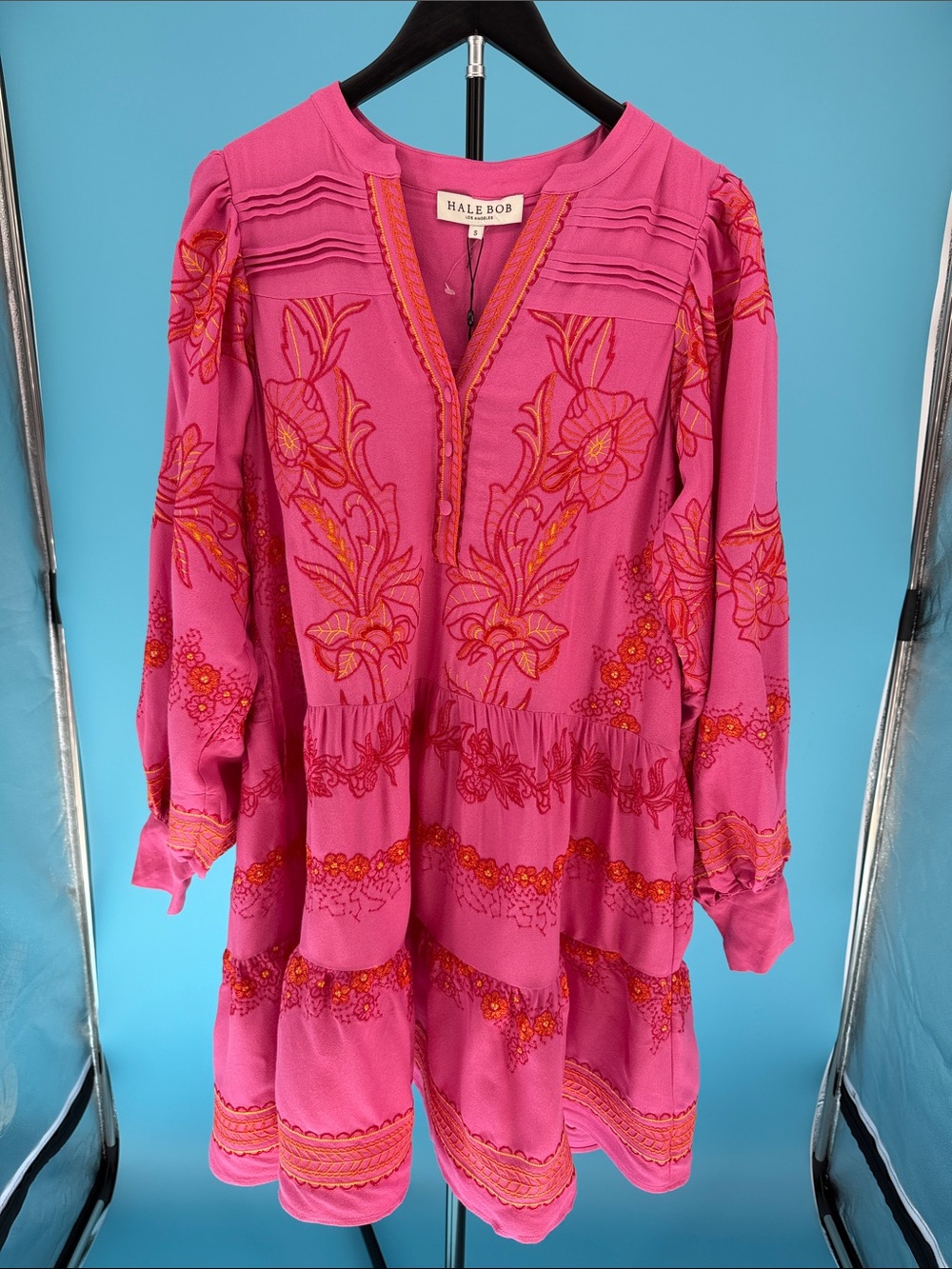 Hale Bob Emery Embroidered Dress – Fuchsia – Size Small – NWT